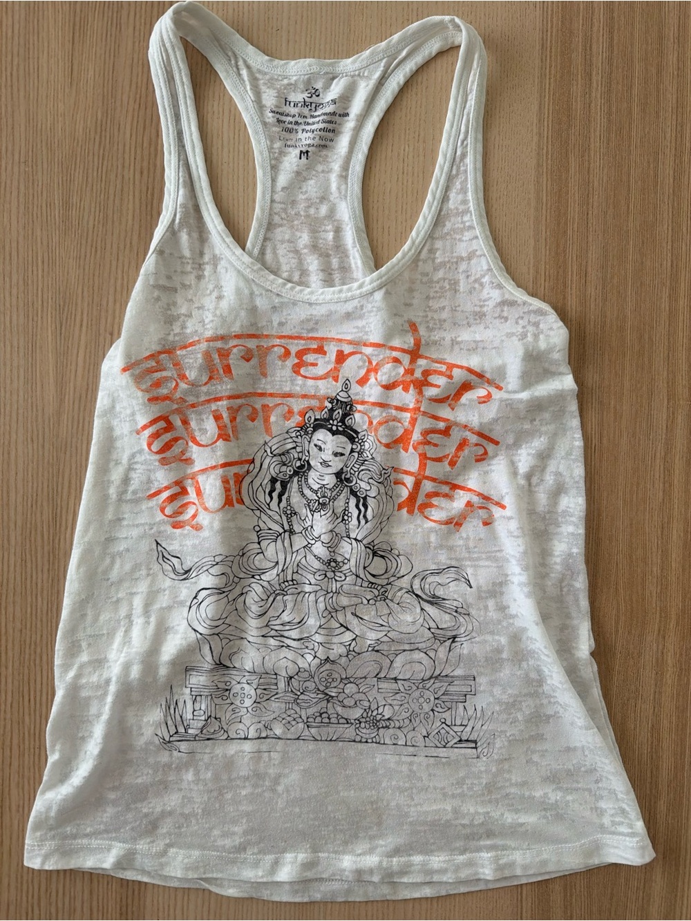 Funky Yoga Surrender Racerback Tank Medium White Burnout Yoga Festival Boho